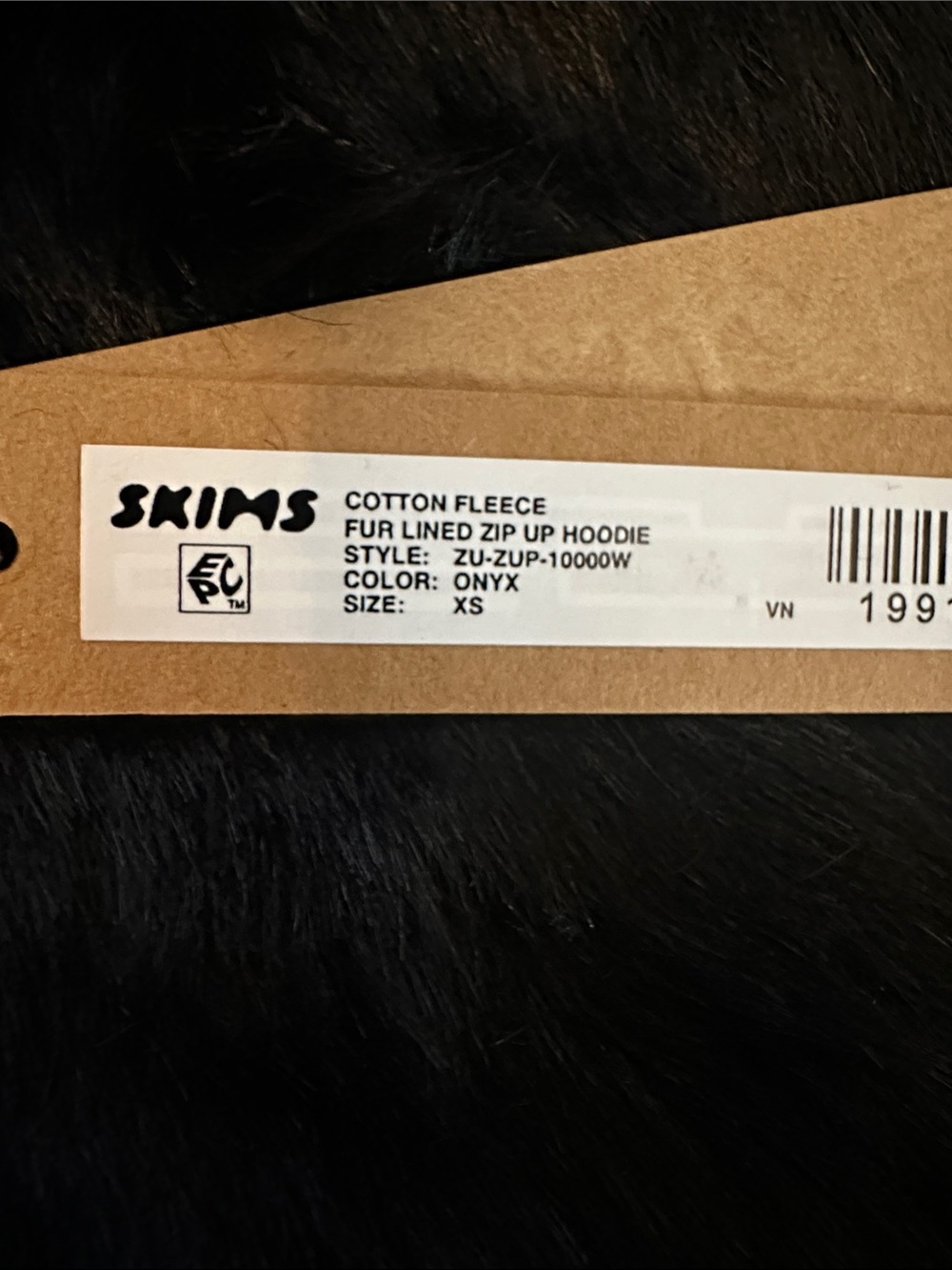 SKIMS Black Hooded Bomber with Faux Fur Trim and Lining - Picture 2 of 3